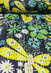 Indische Baumwolle Kantha Quilt Bettwäsche Bettüberwurf Sofaüberwurf Tagesdecke Queen Size Handgemacht Vintage Decke Vintage Gudri Floral Print